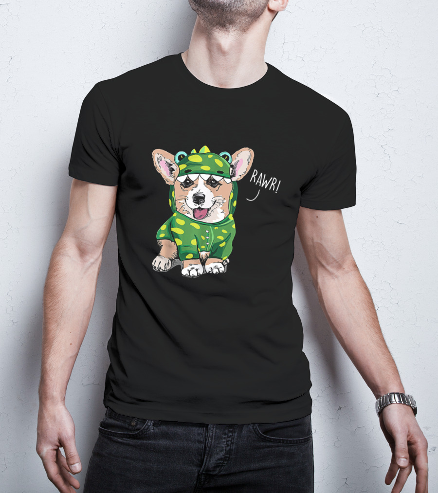 Rawr Welsh Corgi Dressed As Dinosaur Costume Rex T-Shirt