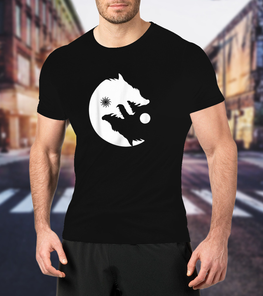 Wolf Yin Yang Sun Moon Vintage Harmony Balance Life Symbolism T-Shirt