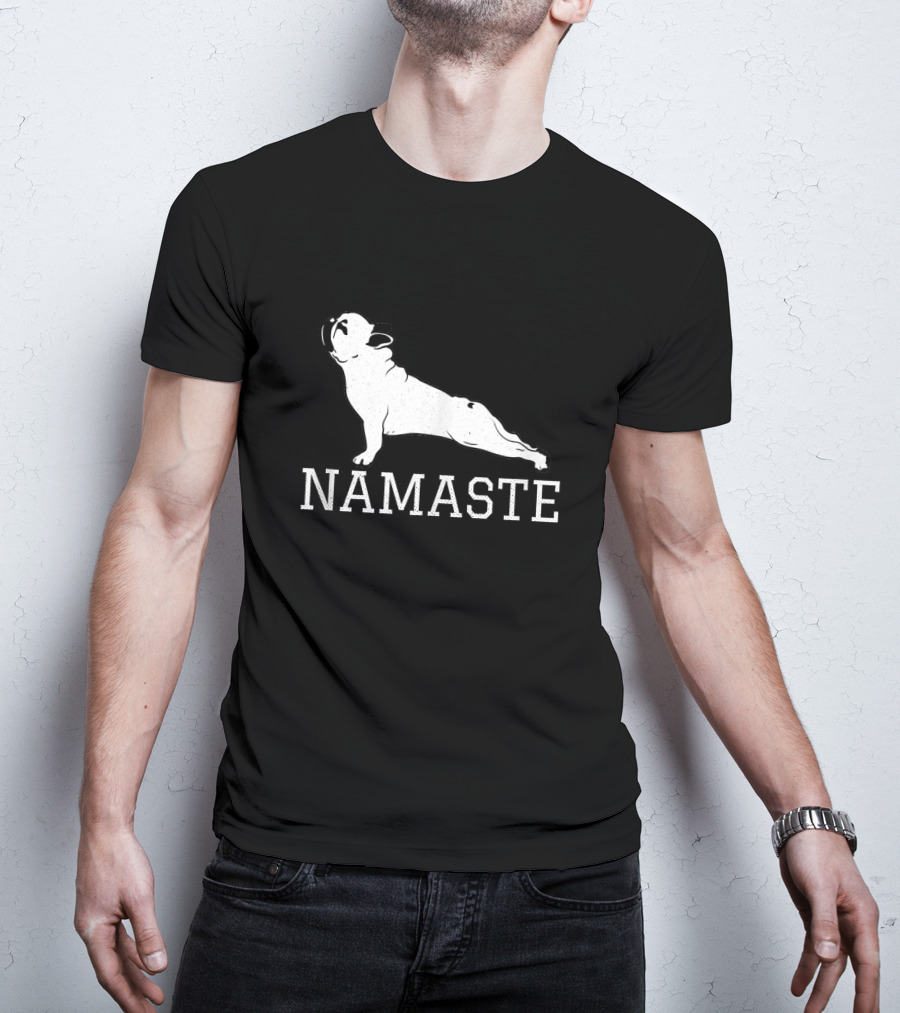 Namaste French Bulldog Yoga Pose Humor T-Shirt
