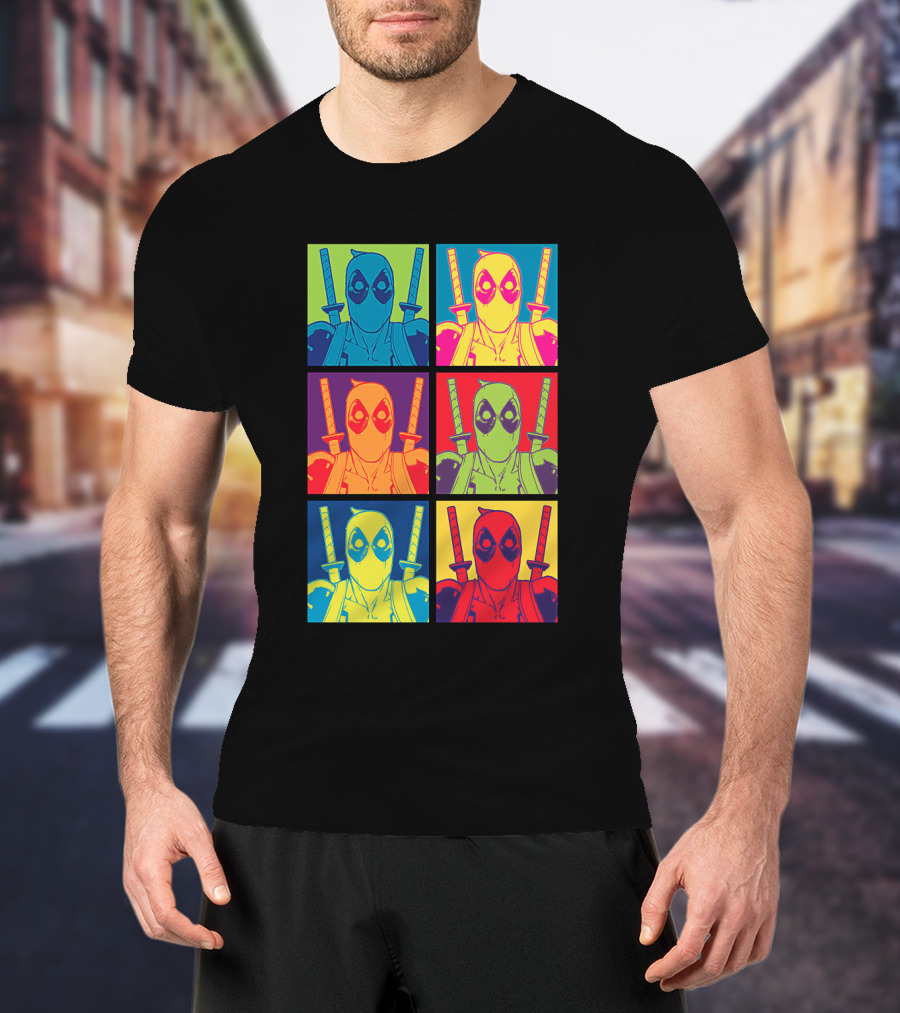 Marvel Deadpool Pop Art Colorful Square Box Repeat T-Shirt