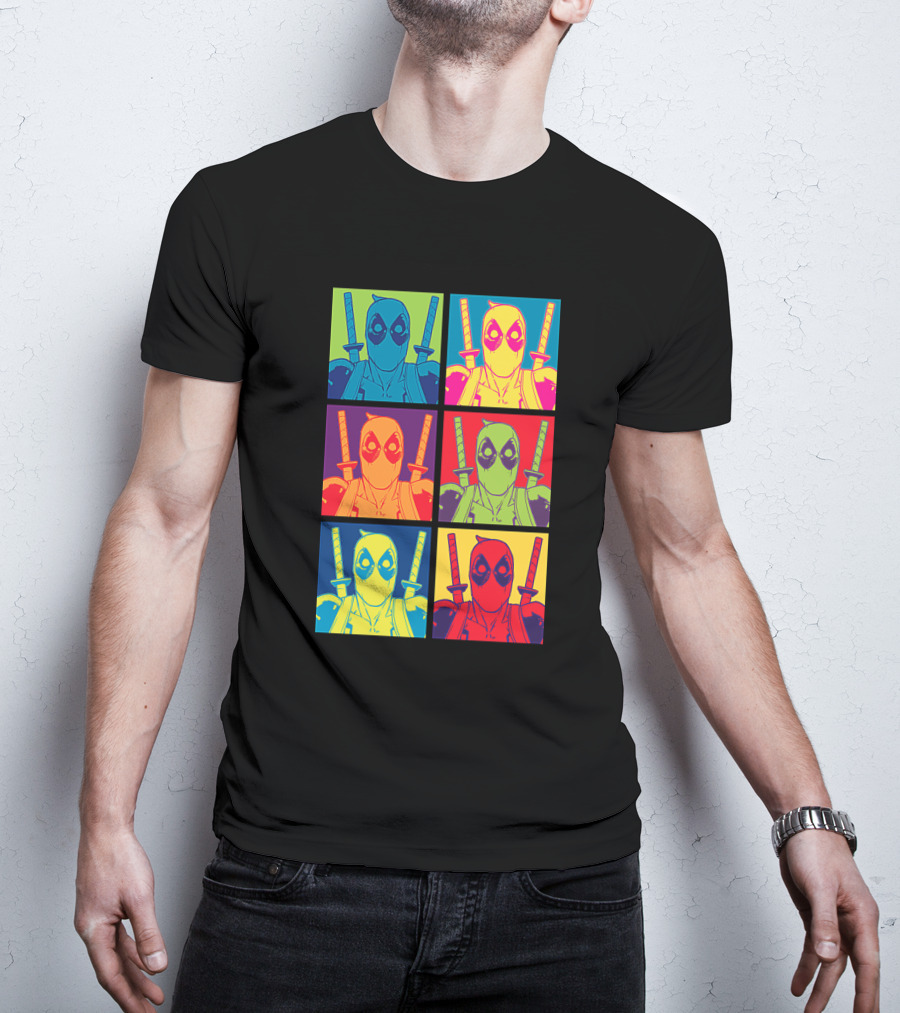Marvel Deadpool Pop Art Colorful Square Box Repeat T-Shirt
