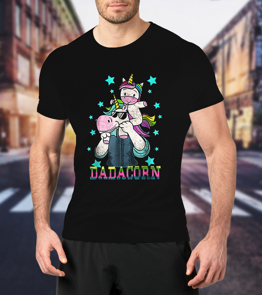 Dadacorn Funny Unicorn With Cool Sunglasses And Rainbow Horn Magic T-Shirt