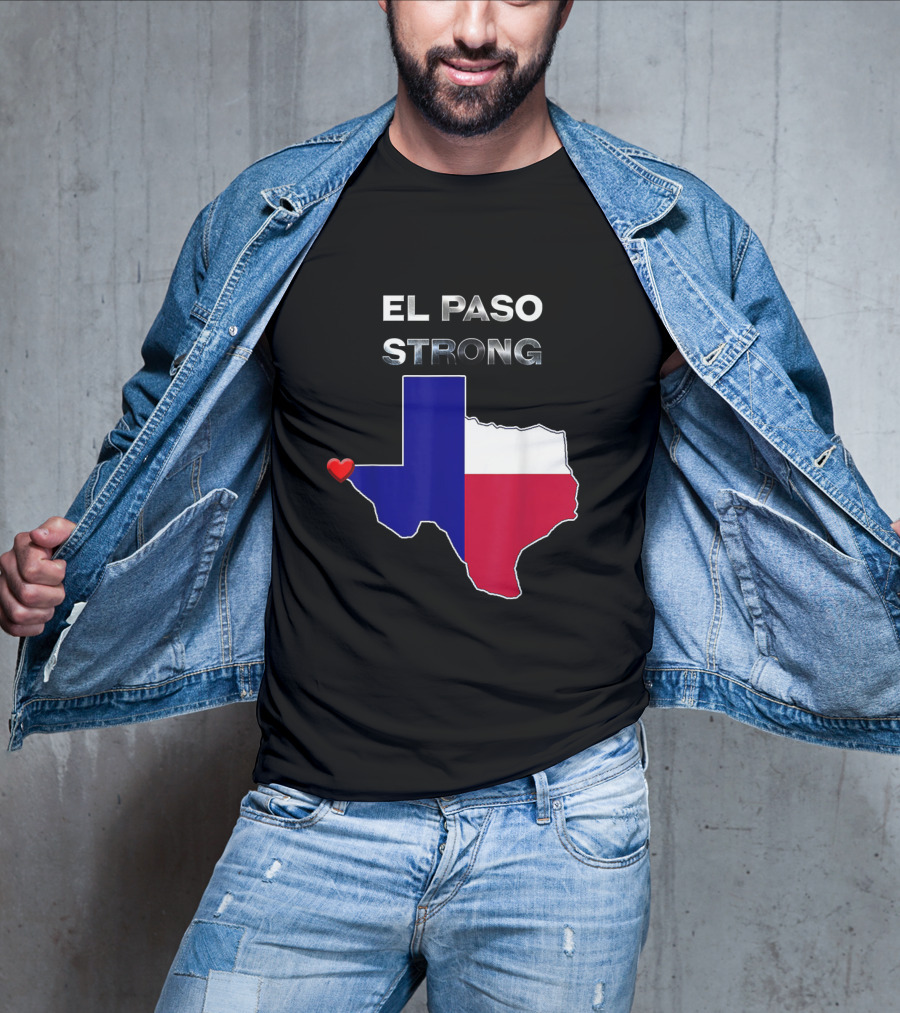 El Paso Strong Texas Map With Heart And Flag Colors T-Shirt