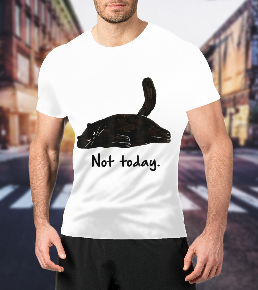Not Today Black Cat Funny Design For Lazy Cat Lovers T-Shirt