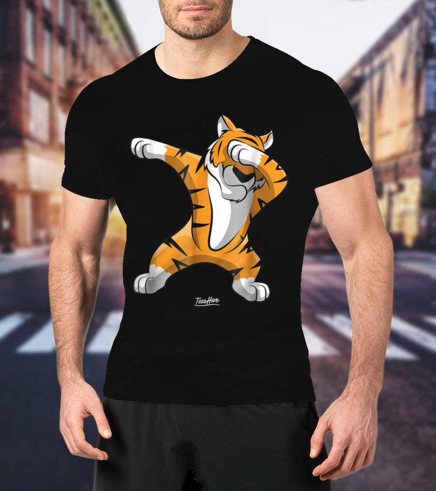 TeesHive Dabbing Tiger Funny Safari Animal Dab Tiger T-Shirt