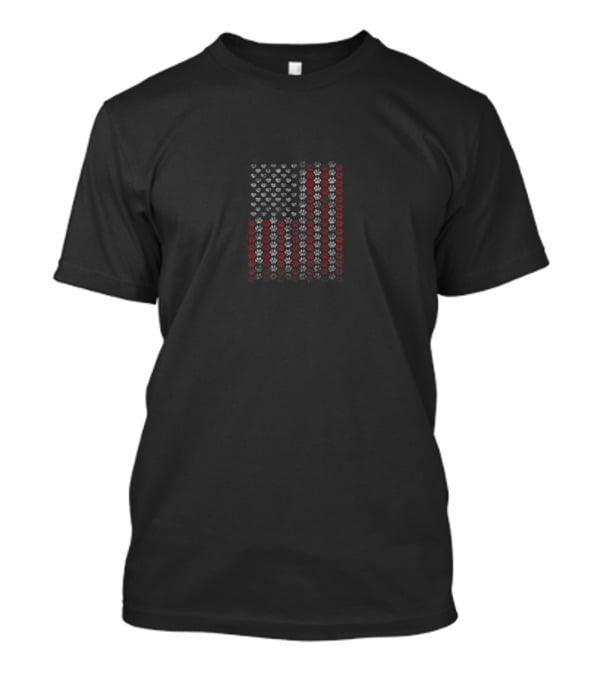 Patriotic Paw Print American Flag For Dog And Cat Lovers Veterans Day T-Shirt