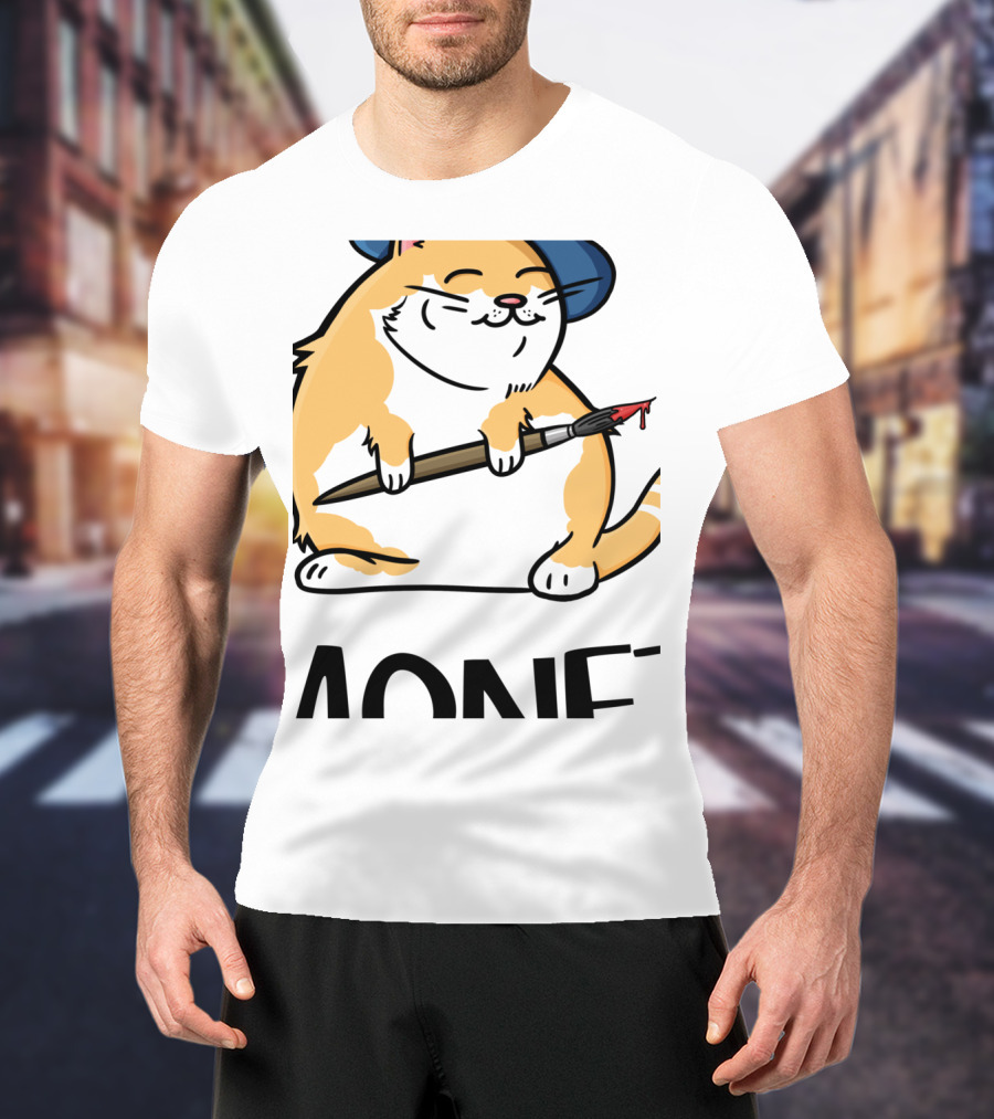 Funny Cat French Artist As Feline Claude Monet Parody With Paintbrush And Beret T-Shirt