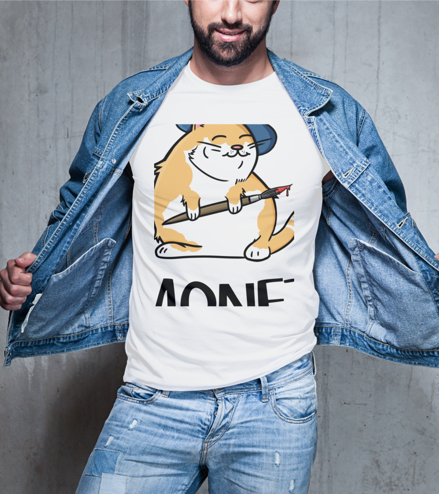 Funny Cat French Artist As Feline Claude Monet Parody With Paintbrush And Beret T-Shirt