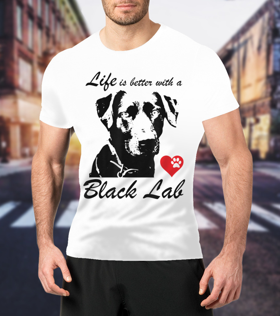 Life Is Better With A Black Lab Heart Paw Prints T-Shirt