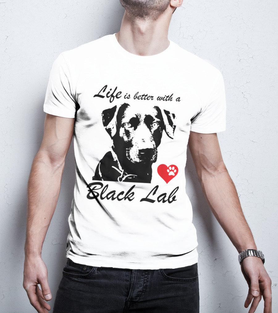 Life Is Better With A Black Lab Heart Paw Prints T-Shirt