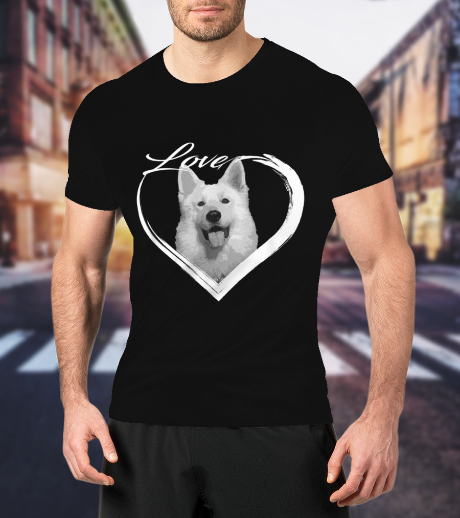 Love White German Shepherd Puppy Dog Heart T-Shirt