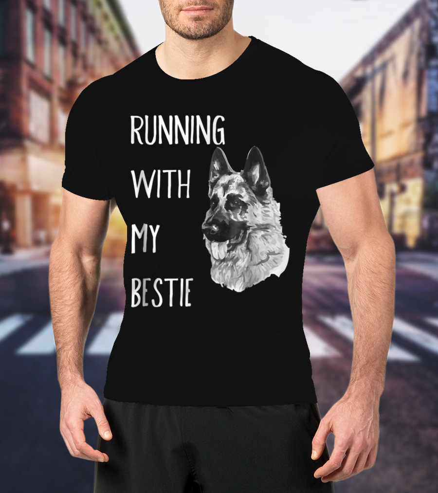 Running With My Bestie German Shepherd Dog For Runners T-Shirt