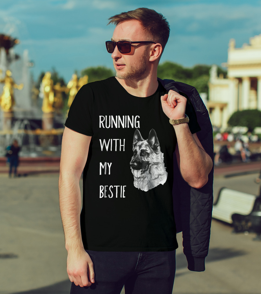 Running With My Bestie German Shepherd Dog For Runners T-Shirt