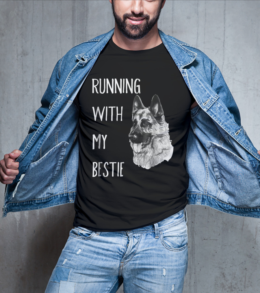 Running With My Bestie German Shepherd Dog For Runners T-Shirt