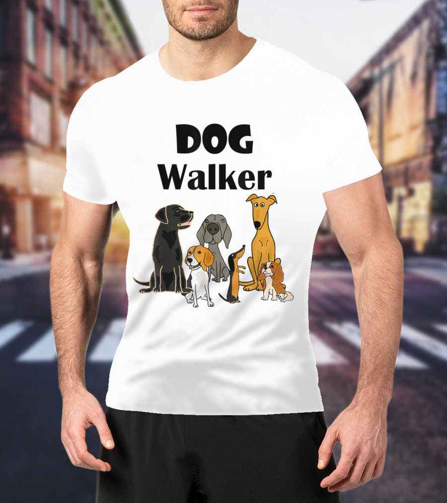 SmileteesPets Funny Cartoon Dog Walker With Variety Of Happy Dogs T-Shirt