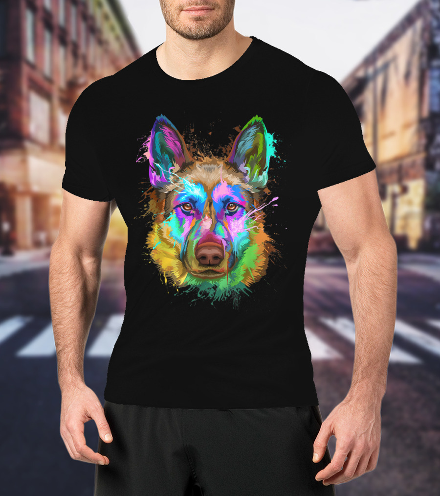 Colorful Splash German Shepherd Lovers Gift T-Shirt