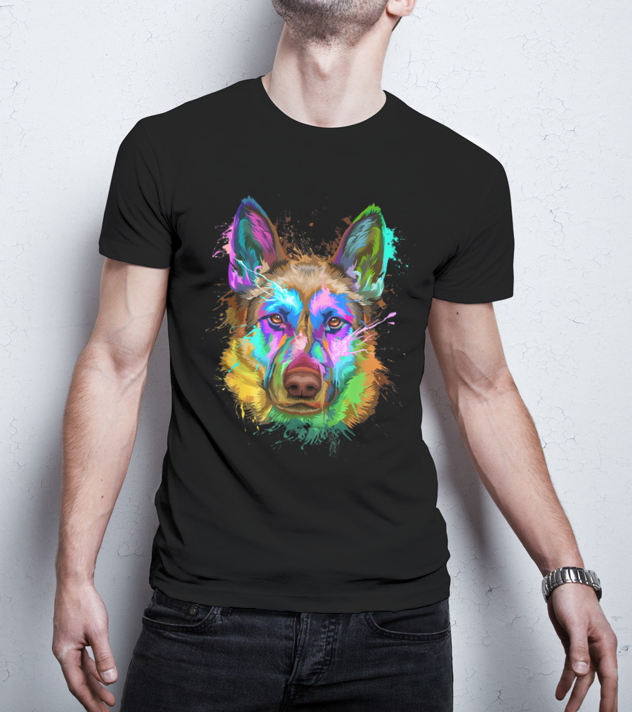 Colorful Splash German Shepherd Lovers Gift T-Shirt