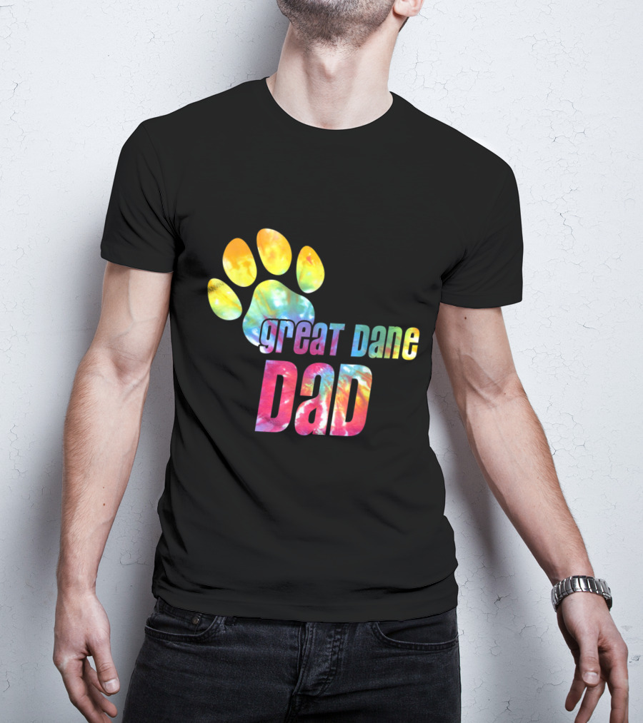Great Dane Dad Tie Dye Paw Father's Day Dog Lovers T-Shirt