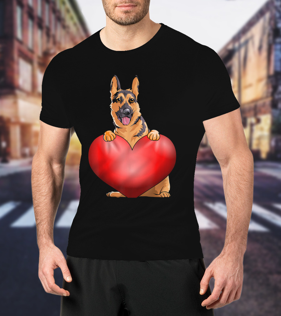 Valentines Day German Shepherd Heart Dog For Women And Men T-Shirt
