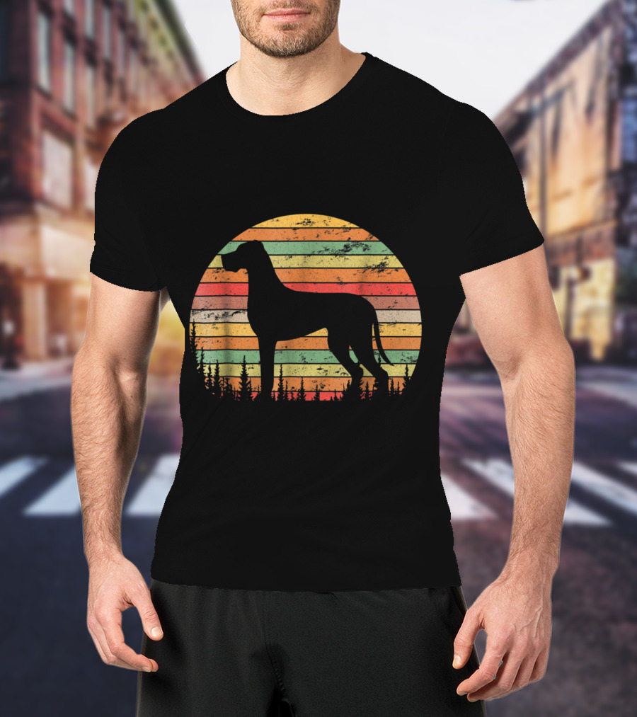 Vintage Retro Great Dane Dog Silhouette For T-Shirt