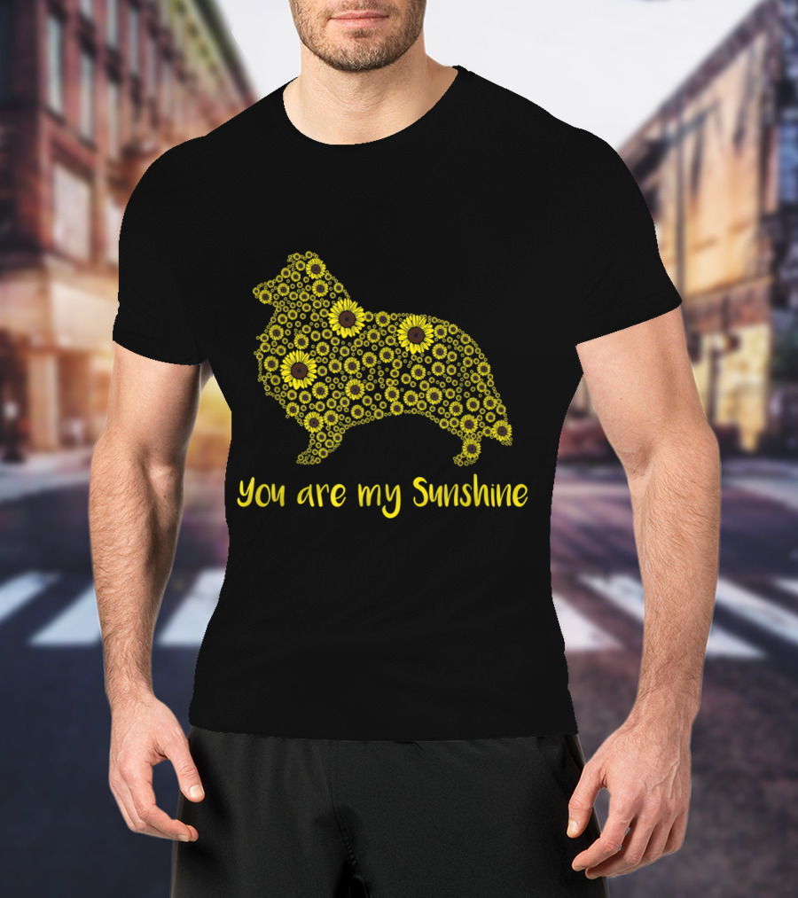 You Are My Sunshine Sunflower Sheltie Silhouette Mom Mama Lover T-Shirt