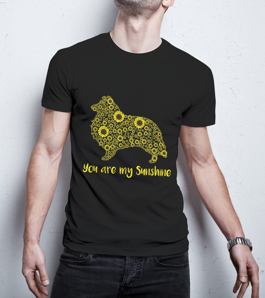 You Are My Sunshine Sunflower Sheltie Silhouette Mom Mama Lover T-Shirt