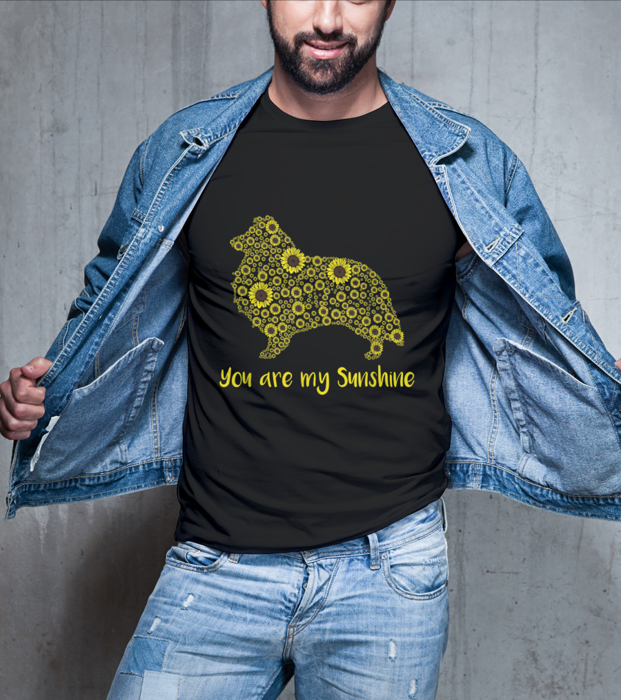 You Are My Sunshine Sunflower Sheltie Silhouette Mom Mama Lover T-Shirt