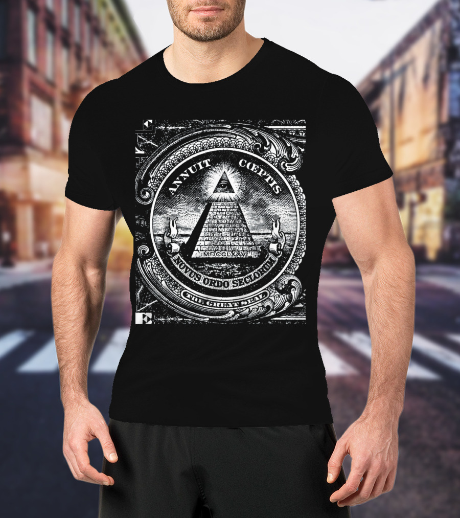 Annuit Coeptis Novus Ordo Seclorum The Great Seal Dollar Pyramid T-Shirt