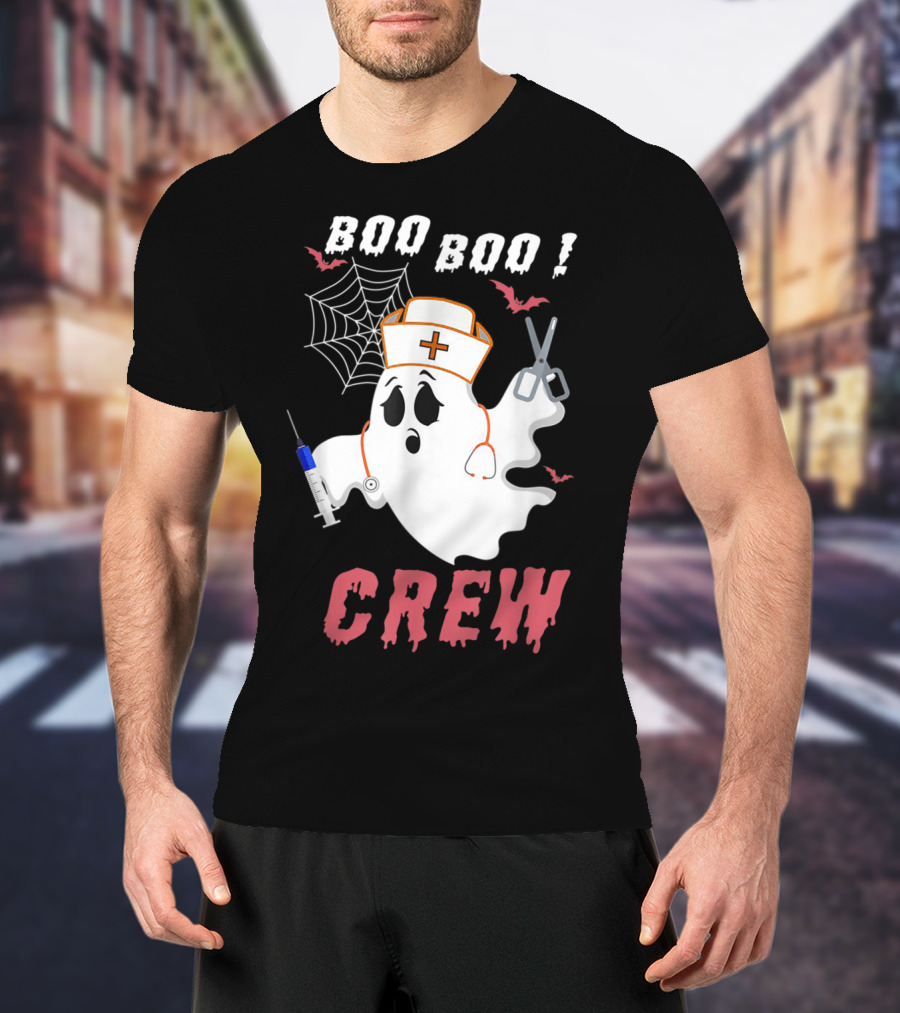 Boo Boo Crew Nurse Ghost Halloween Nurse Costume T-Shirt