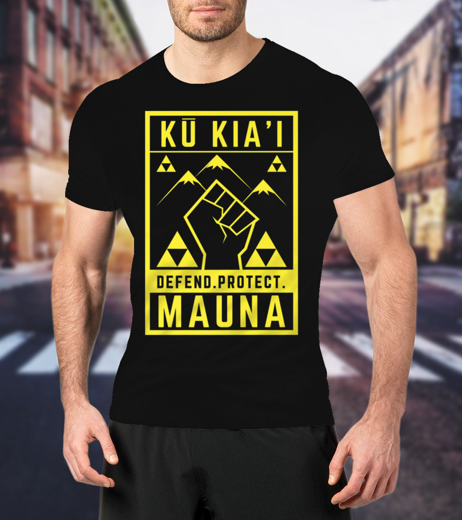Kū Kia'i Mauna Defend Protect Fist And Mountain Symbols T-Shirt