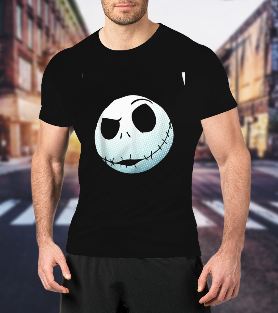 Disney Nightmare Before Christmas Jack Skellington White Smiling Face T-Shirt