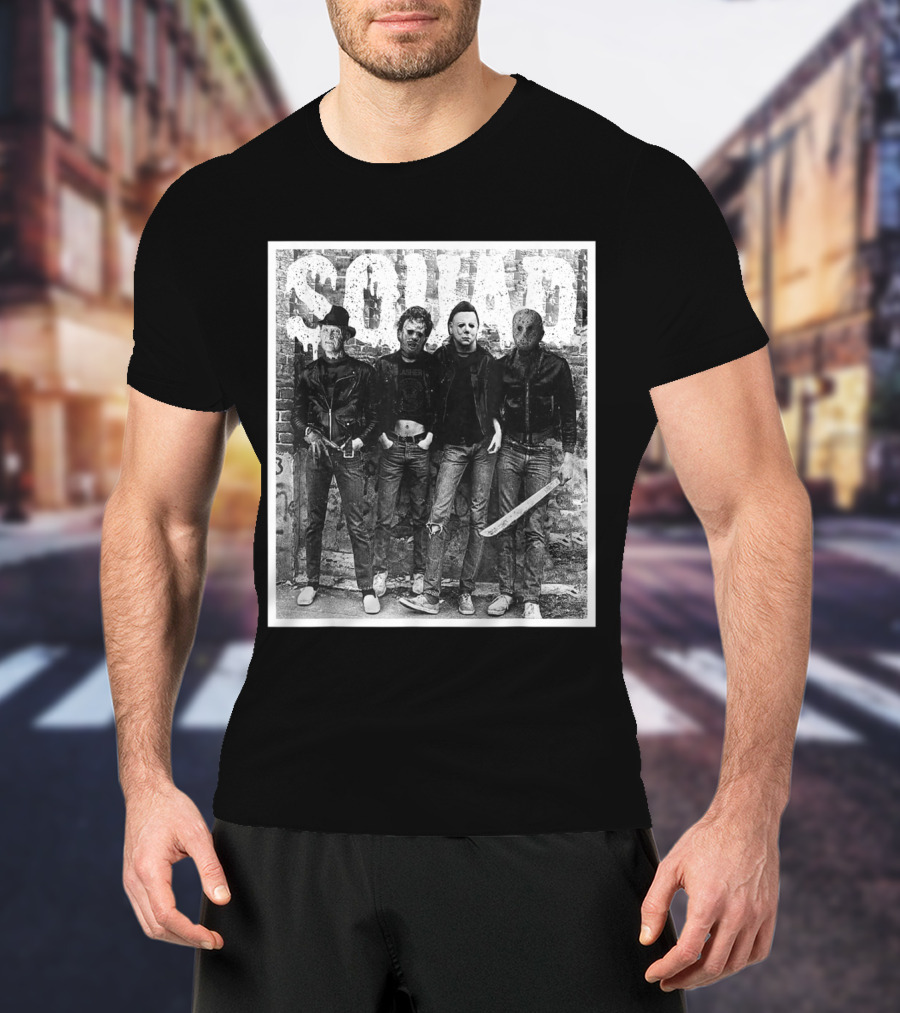 Halloween Squad Horror Icons Freddy Michael Jason Crew T-Shirt