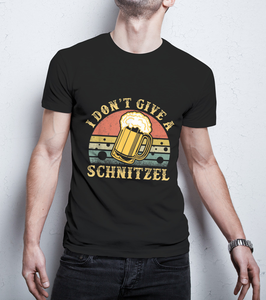 I Don't Give A Schnitzel Oktoberfest German Beer Mug Retro Sunset T-Shirt