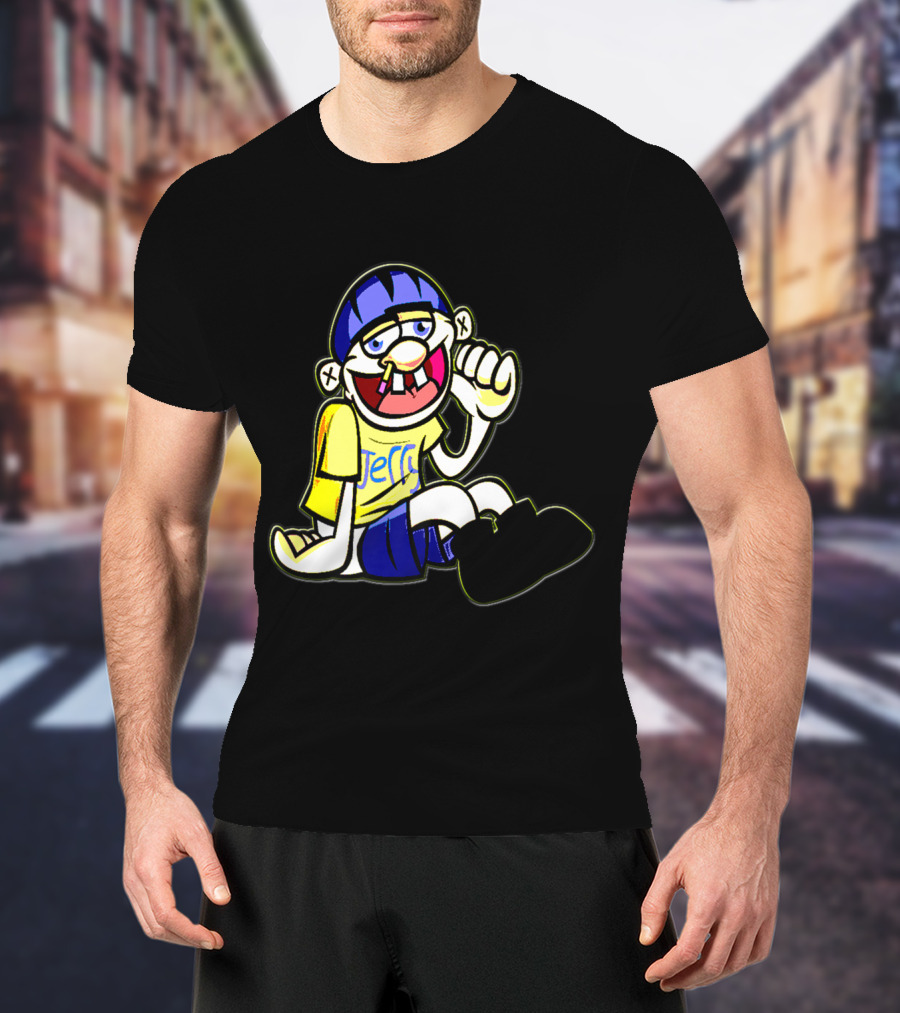 Sml Jeffy Character With Blue Helmet And Yellow Shirt Sitting T-Shirt