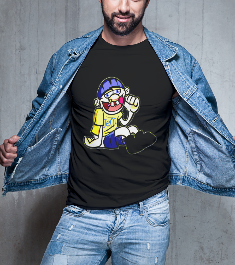 Sml Jeffy Character With Blue Helmet And Yellow Shirt Sitting T-Shirt