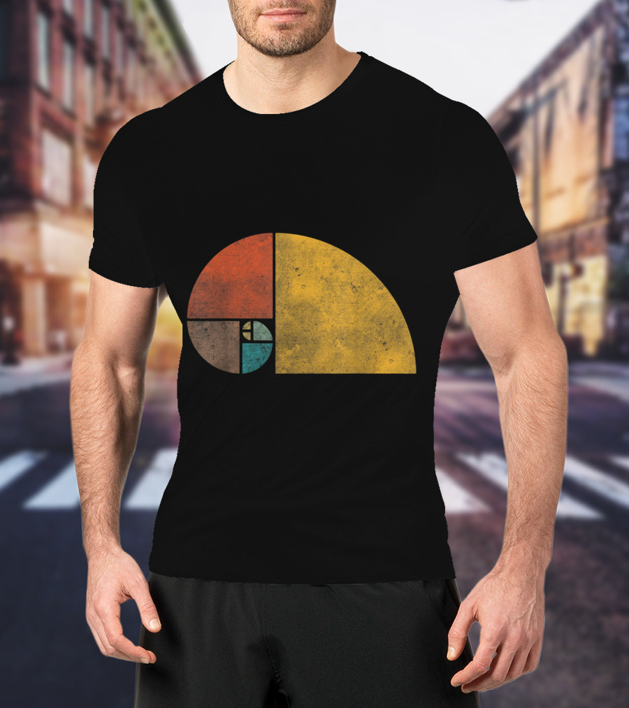 Vintage Fibonacci Golden Ratio Spiral Retro Colors T-Shirt