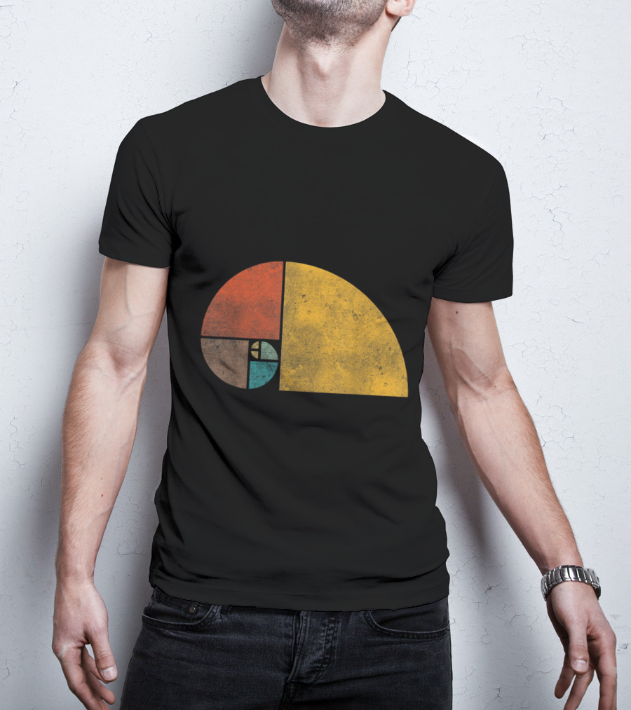 Vintage Fibonacci Golden Ratio Spiral Retro Colors T-Shirt