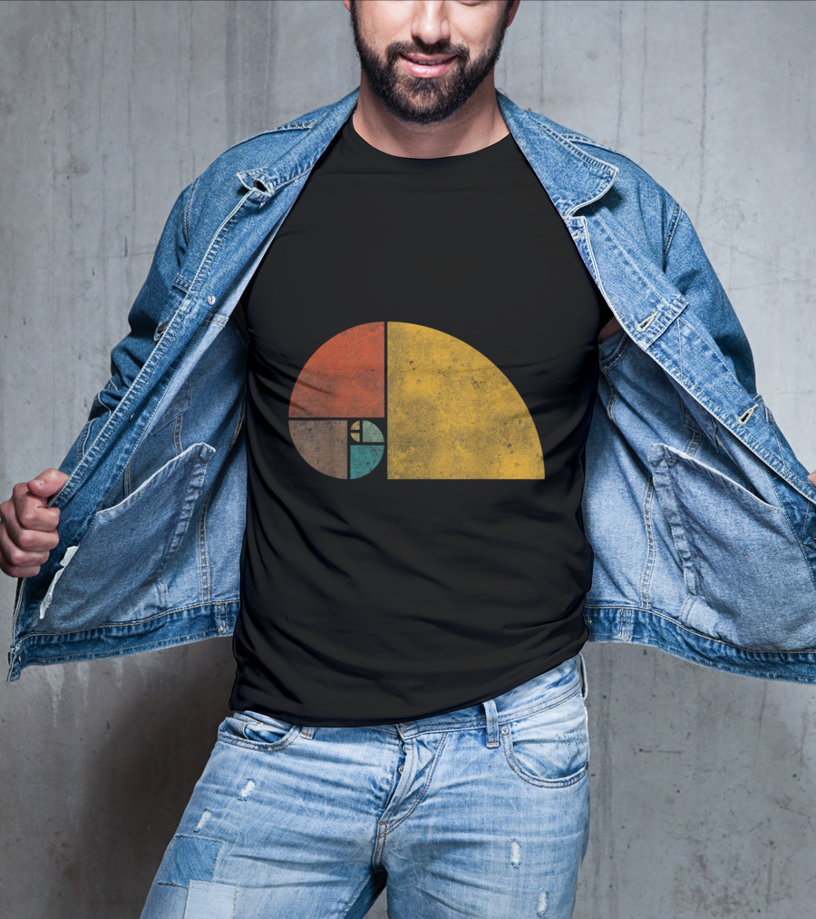Vintage Fibonacci Golden Ratio Spiral Retro Colors T-Shirt