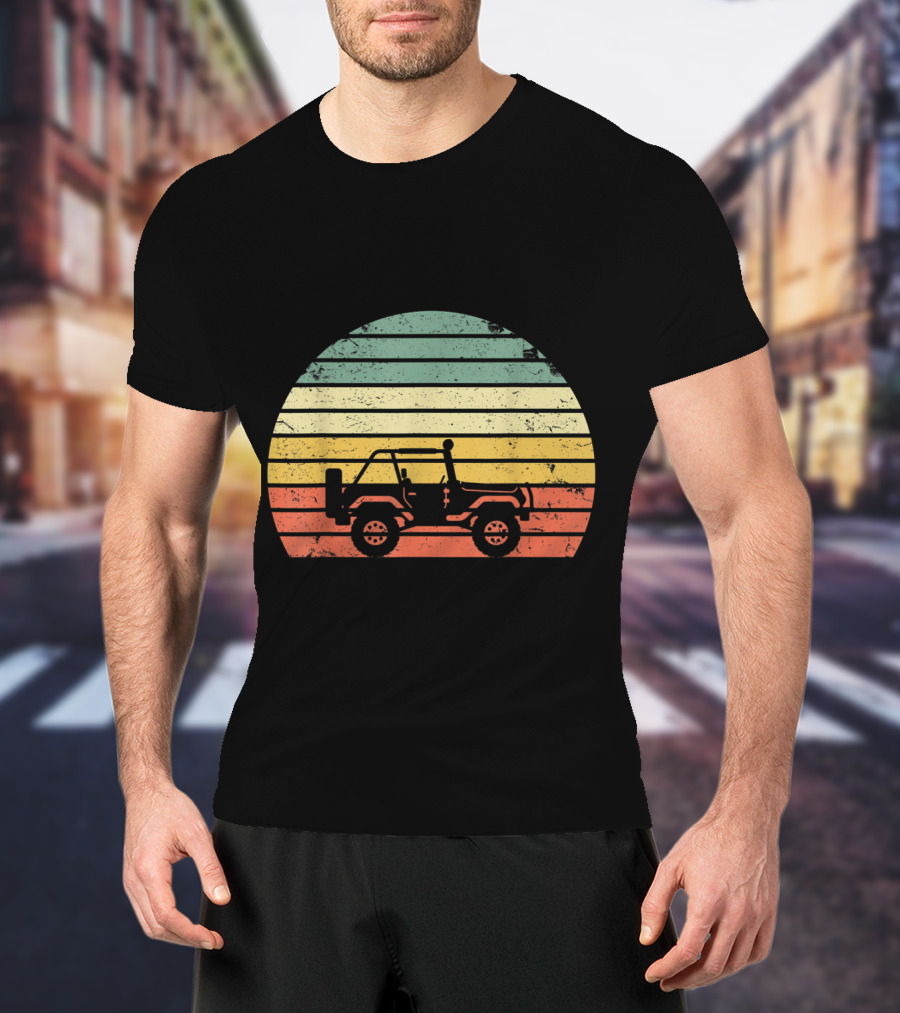 Vintage 70s Sunset Off Road Jeep Adventure T-Shirt