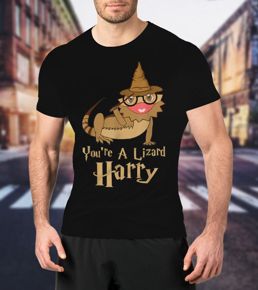 You're A Lizard Harry Funny Bearded Dragon Wizard Hat Glasses T-Shirt