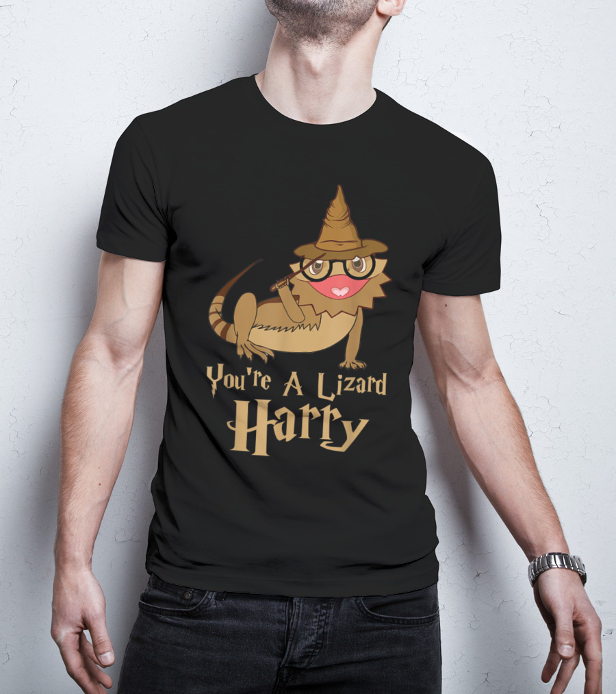 You're A Lizard Harry Funny Bearded Dragon Wizard Hat Glasses T-Shirt