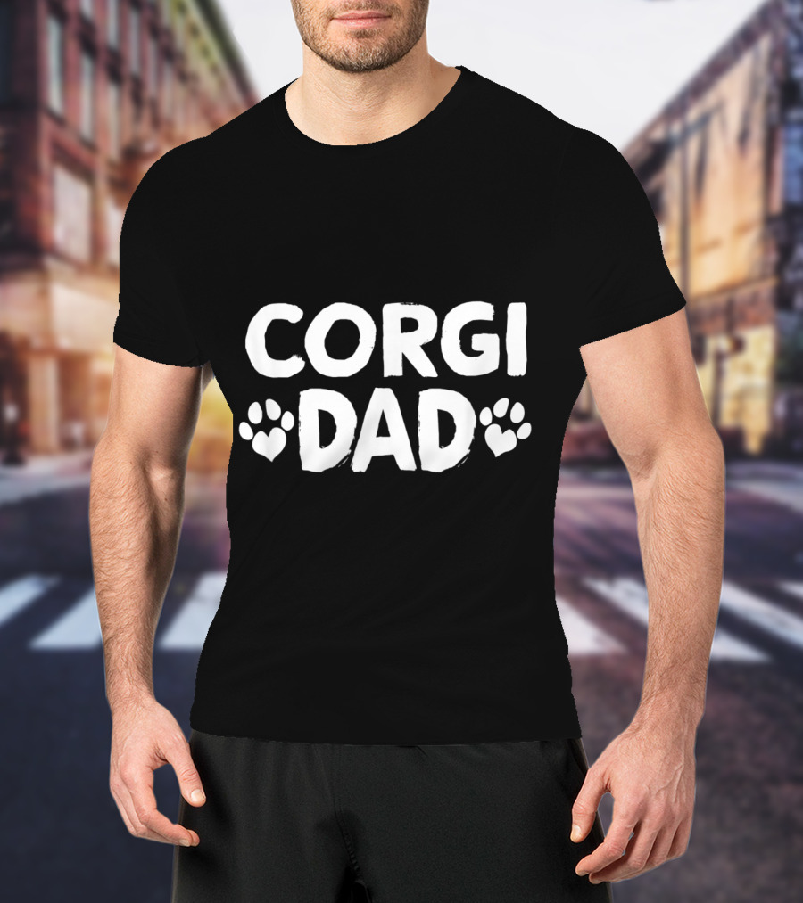 Corgi Dad Paw Print Heart T-Shirt