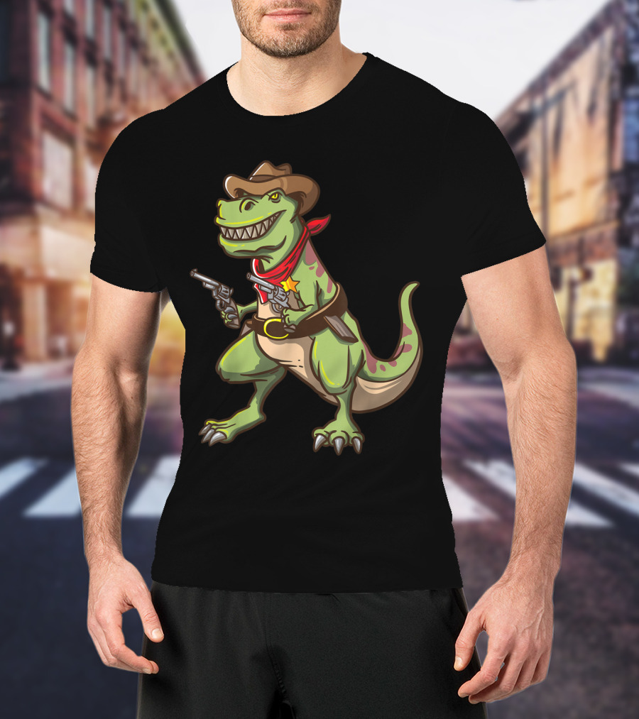 Wild West Cowboy Dinosaur T-Rex Kids Country Adventure T-Shirt