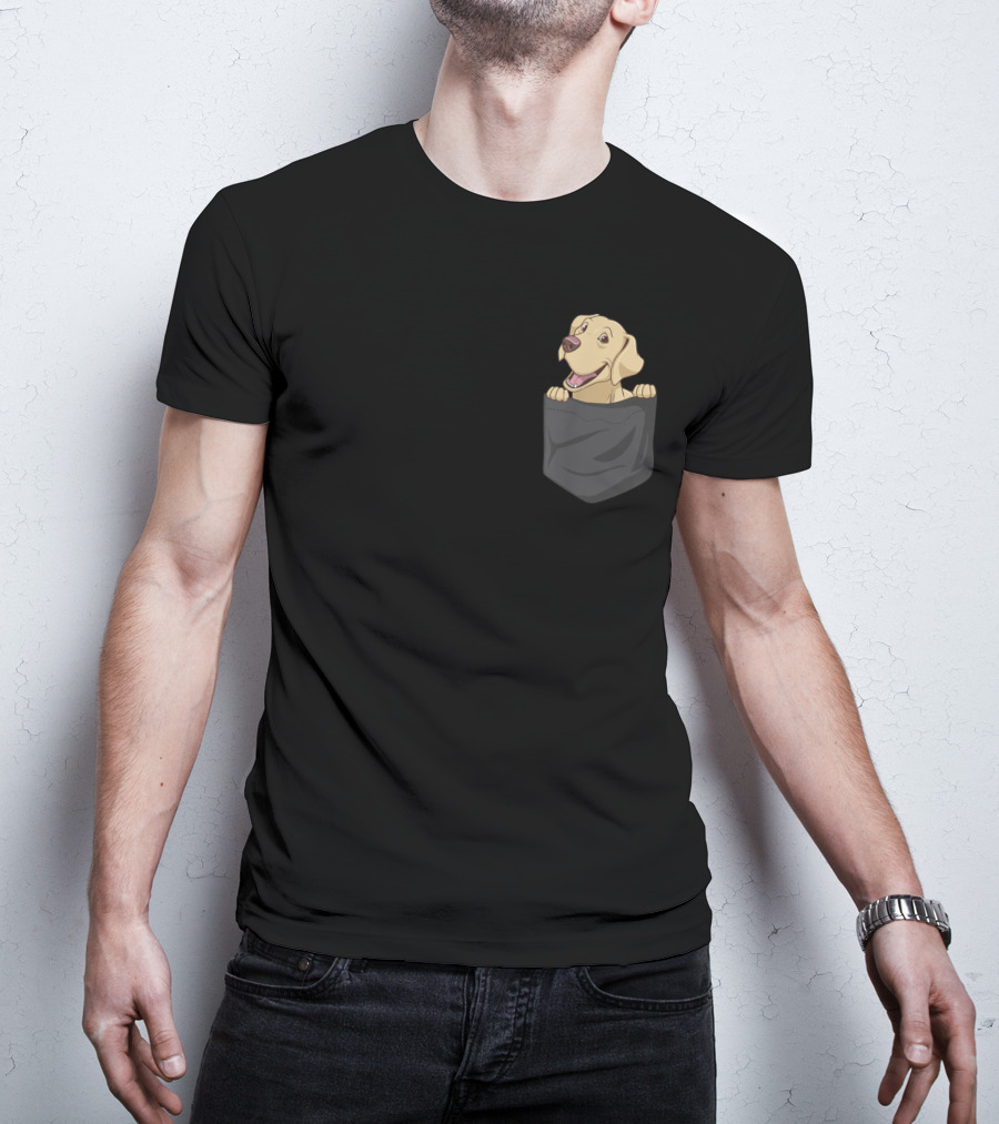 Cute Labrador Retriever Puppy In Pocket T-Shirt