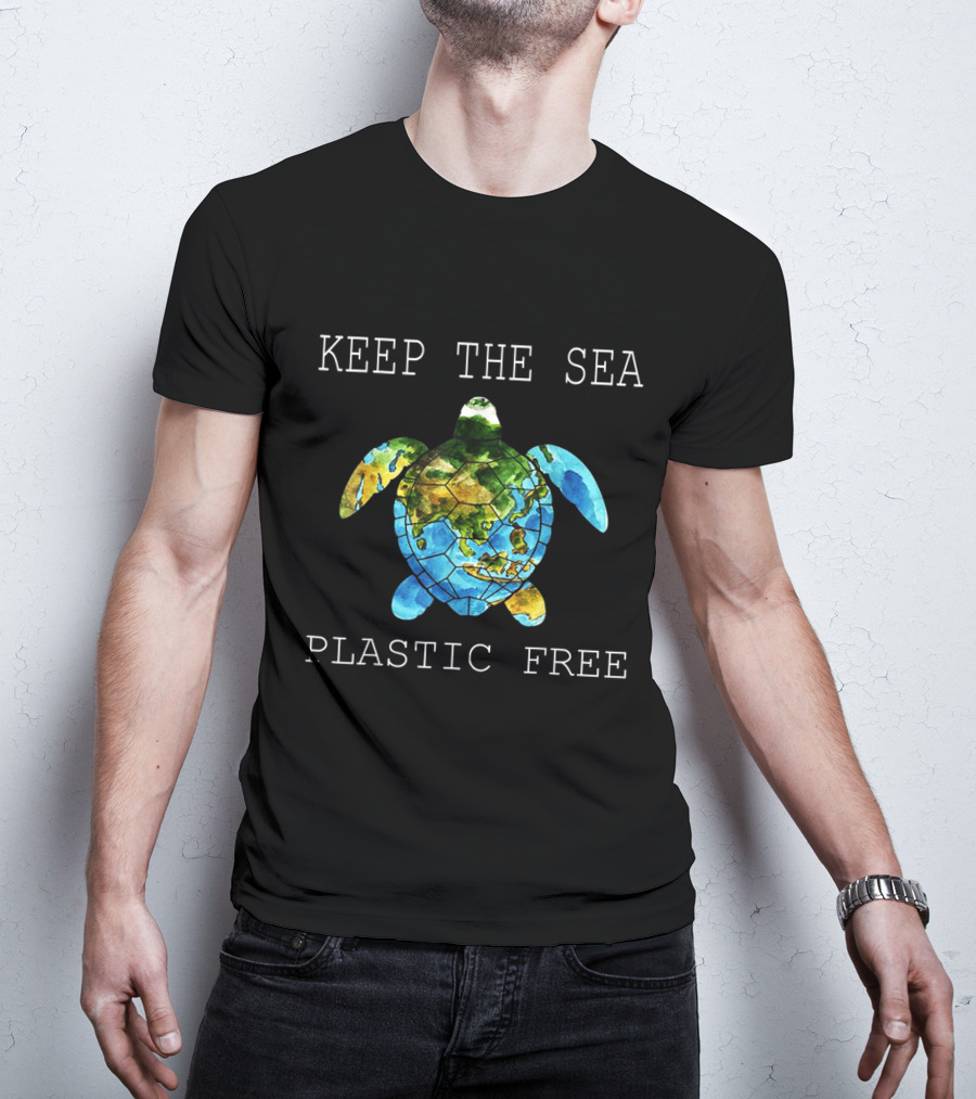 Keep The Sea Plastic Free Turtle Map T-Shirt