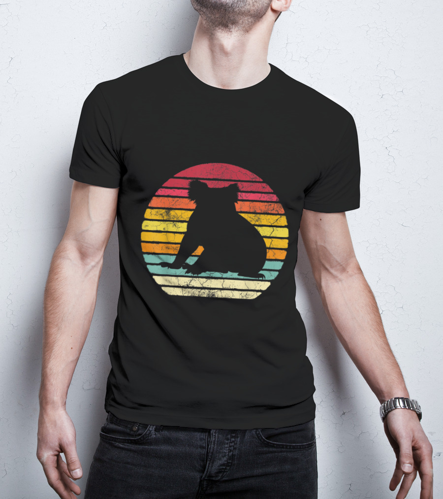 Koala Bear Retro Vintage 70's 80's Stripes Silhouette Circle T-Shirt