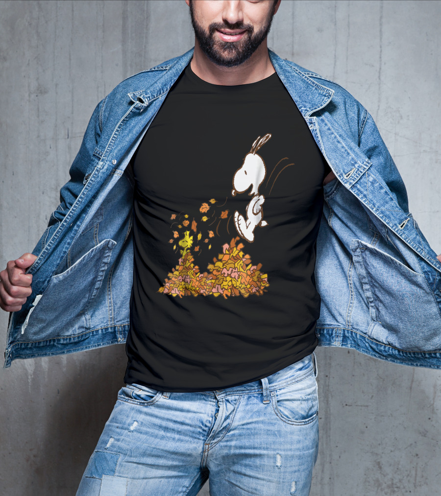 Funny Snoopy Jumping Into Leaves Peanuts Charlie Brown T-Shirt