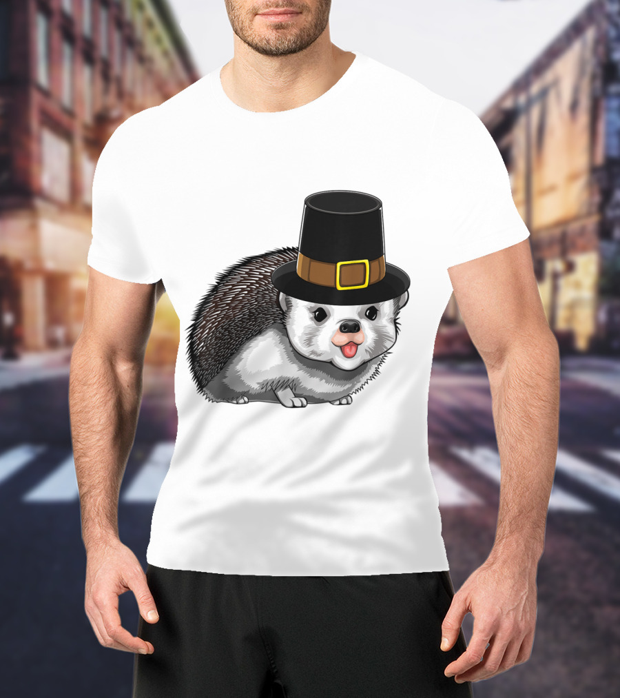Thanksgiving Pilgrim Hedgehog Gratitude Holiday Tradition T-Shirt