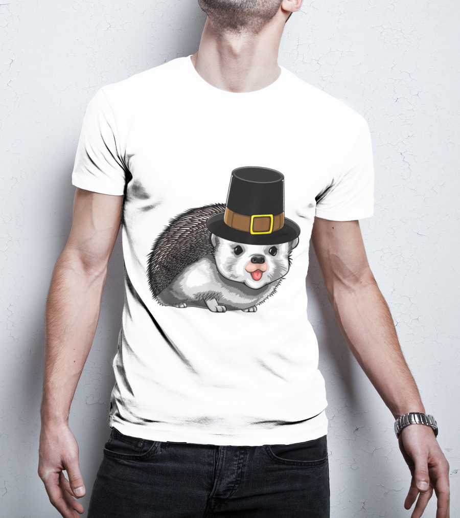 Thanksgiving Pilgrim Hedgehog Gratitude Holiday Tradition T-Shirt
