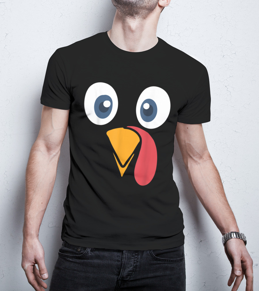 Thanksgiving Turkey Face Cartoon Eyes Beak And Snood T-Shirt